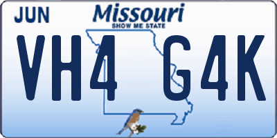 MO license plate VH4G4K
