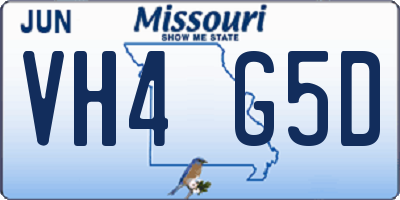MO license plate VH4G5D