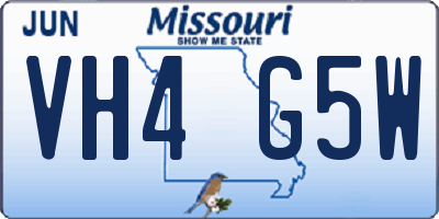 MO license plate VH4G5W