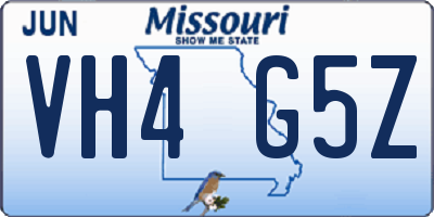 MO license plate VH4G5Z