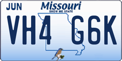 MO license plate VH4G6K