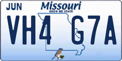 MO license plate VH4G7A