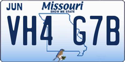 MO license plate VH4G7B