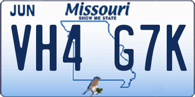MO license plate VH4G7K