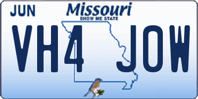 MO license plate VH4J0W