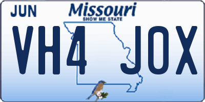 MO license plate VH4J0X