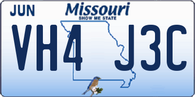 MO license plate VH4J3C