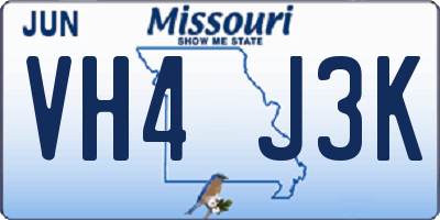 MO license plate VH4J3K