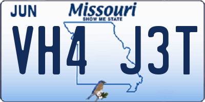 MO license plate VH4J3T
