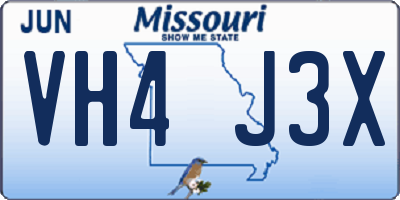 MO license plate VH4J3X