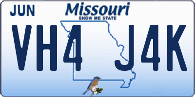 MO license plate VH4J4K