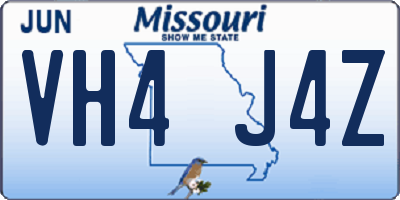 MO license plate VH4J4Z