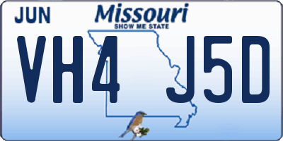 MO license plate VH4J5D