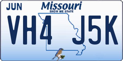 MO license plate VH4J5K