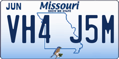 MO license plate VH4J5M
