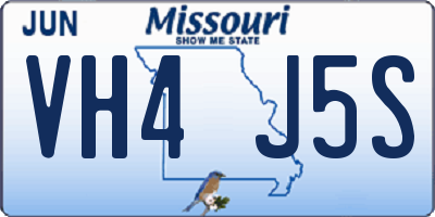 MO license plate VH4J5S