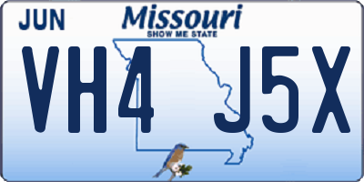 MO license plate VH4J5X