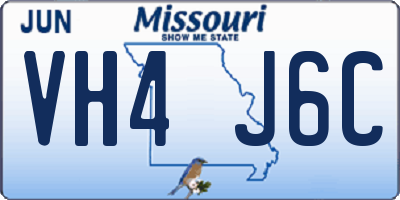 MO license plate VH4J6C