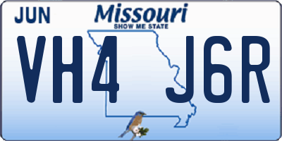 MO license plate VH4J6R