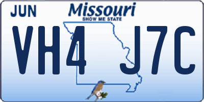 MO license plate VH4J7C