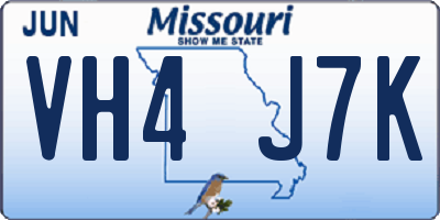MO license plate VH4J7K