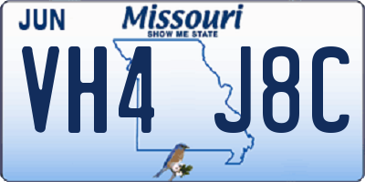 MO license plate VH4J8C