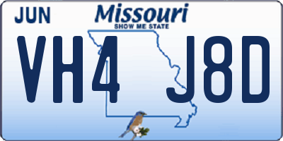 MO license plate VH4J8D