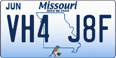 MO license plate VH4J8F