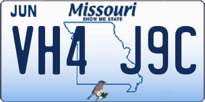 MO license plate VH4J9C