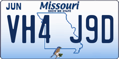 MO license plate VH4J9D