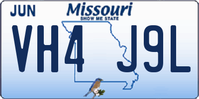 MO license plate VH4J9L