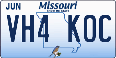 MO license plate VH4K0C