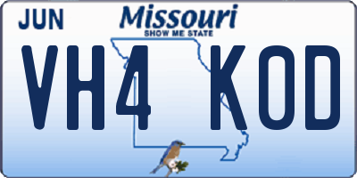 MO license plate VH4K0D