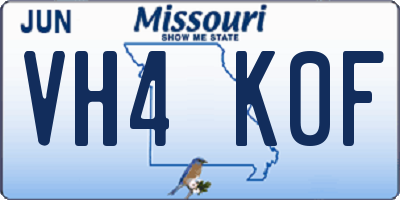 MO license plate VH4K0F
