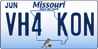 MO license plate VH4K0N