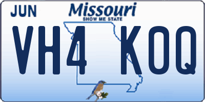 MO license plate VH4K0Q