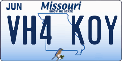 MO license plate VH4K0Y
