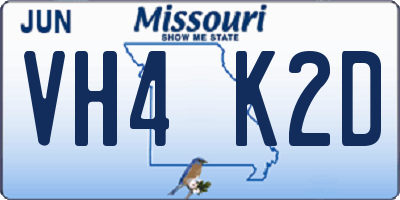 MO license plate VH4K2D