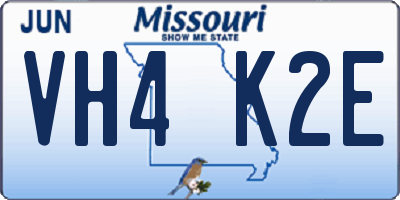 MO license plate VH4K2E