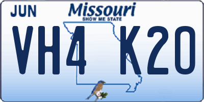 MO license plate VH4K2O