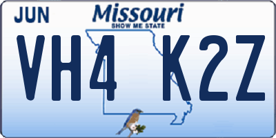 MO license plate VH4K2Z