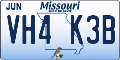 MO license plate VH4K3B