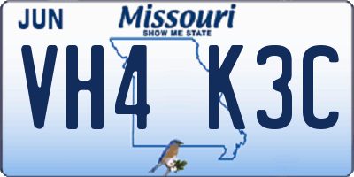MO license plate VH4K3C