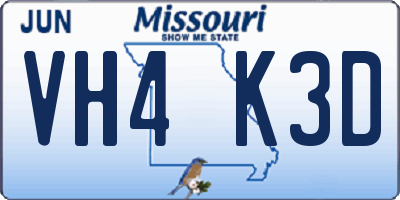 MO license plate VH4K3D
