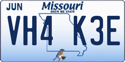 MO license plate VH4K3E