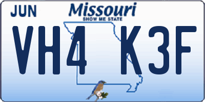 MO license plate VH4K3F