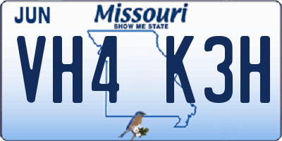 MO license plate VH4K3H