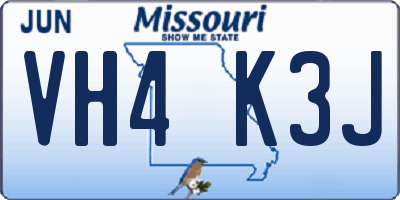 MO license plate VH4K3J