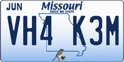 MO license plate VH4K3M