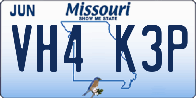 MO license plate VH4K3P
